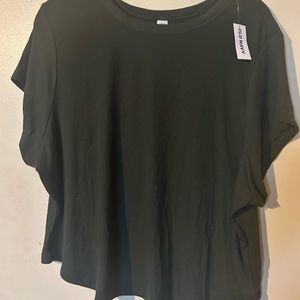 🛍️2/$15🛍️BNWT Old Navy Dark Green Rib Knit Crop Top Plus Size Shirt